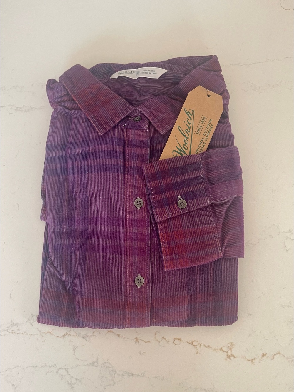 NWT Woolrich Purple Plaid Corduroy Button-Up Shirt Jacket Shacket XXL TTG